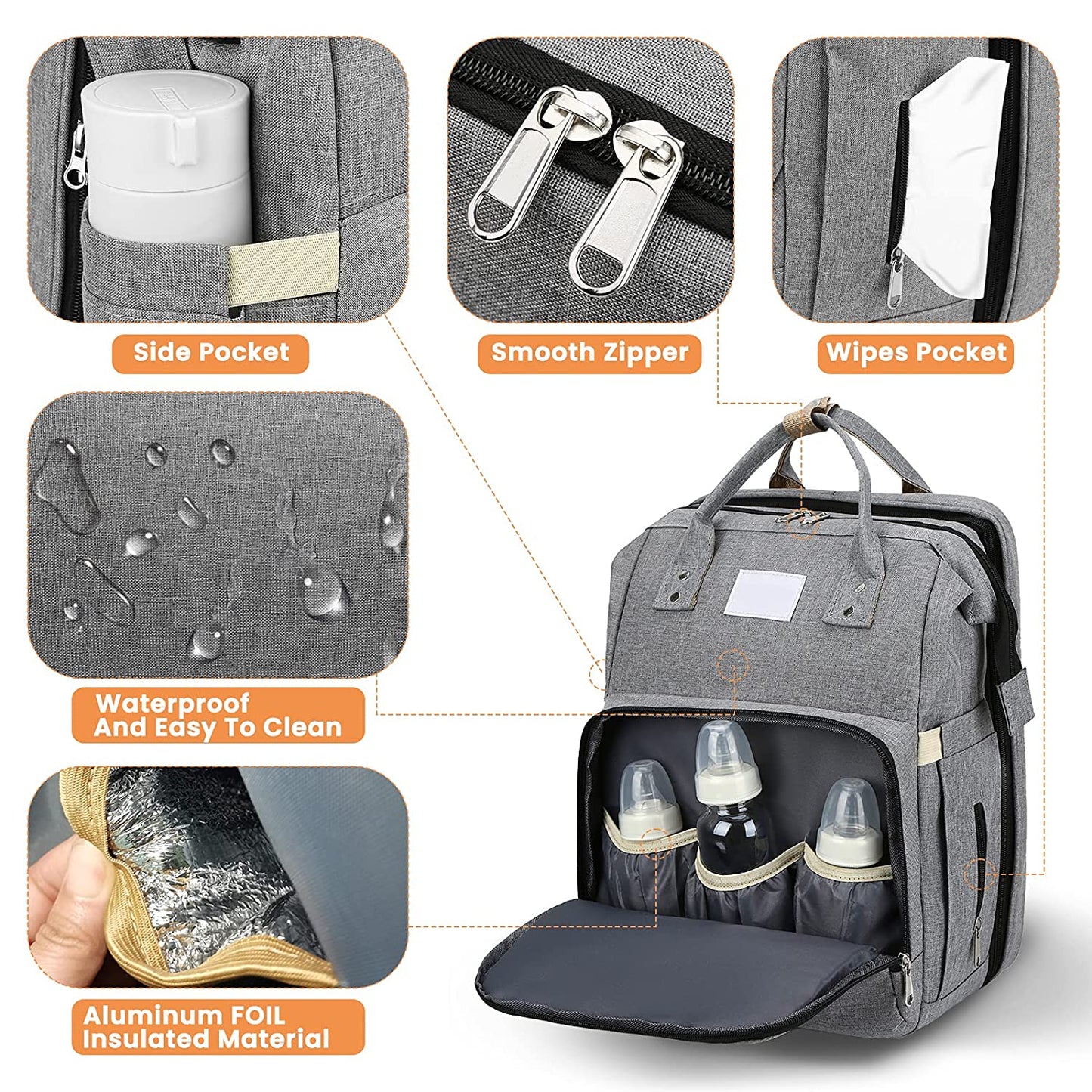3‑in‑1 Mummy Bag with Foldable Baby Bed