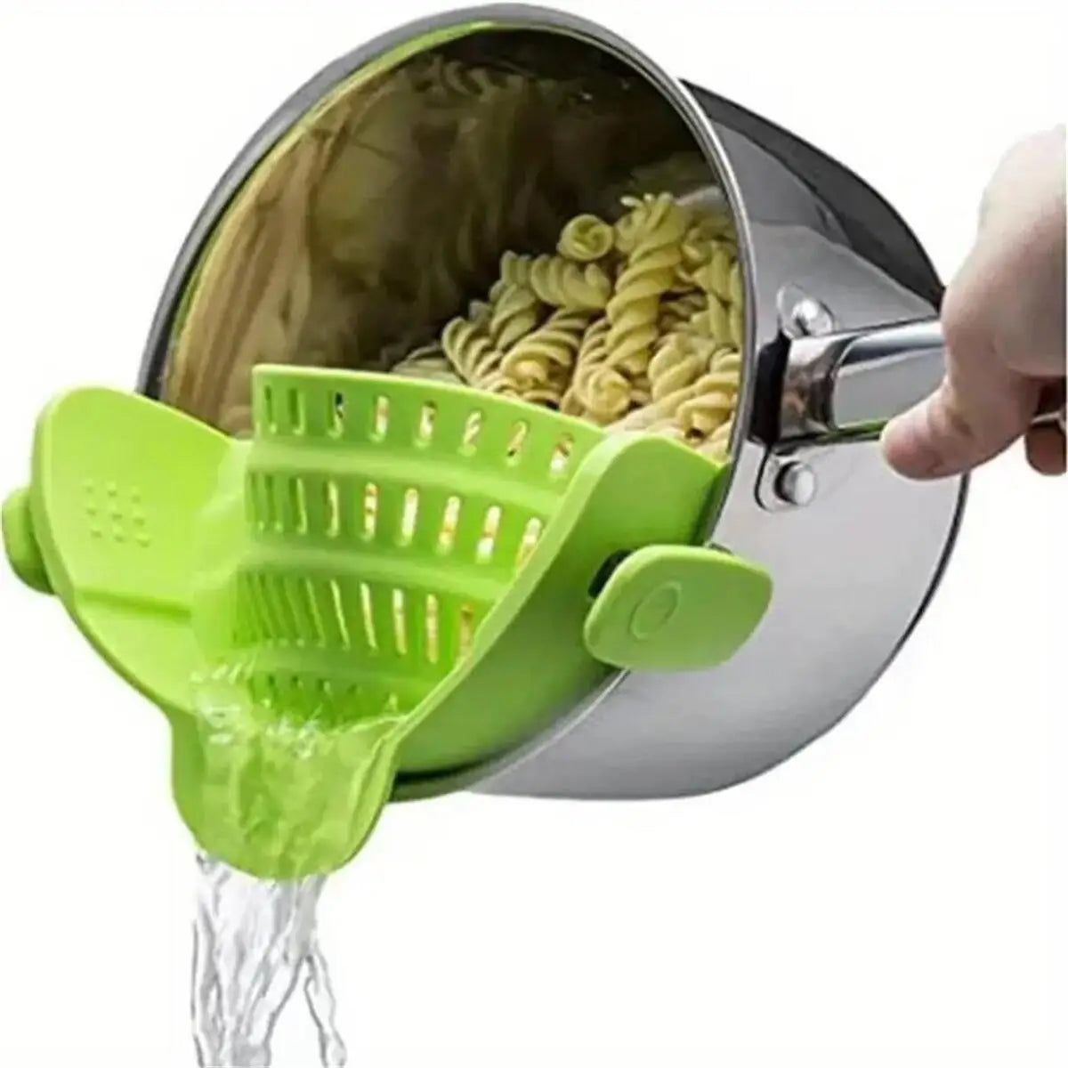 Adjustable Clip-On Silicone Pot Strainer – Fits Pans, Pots & Bowls