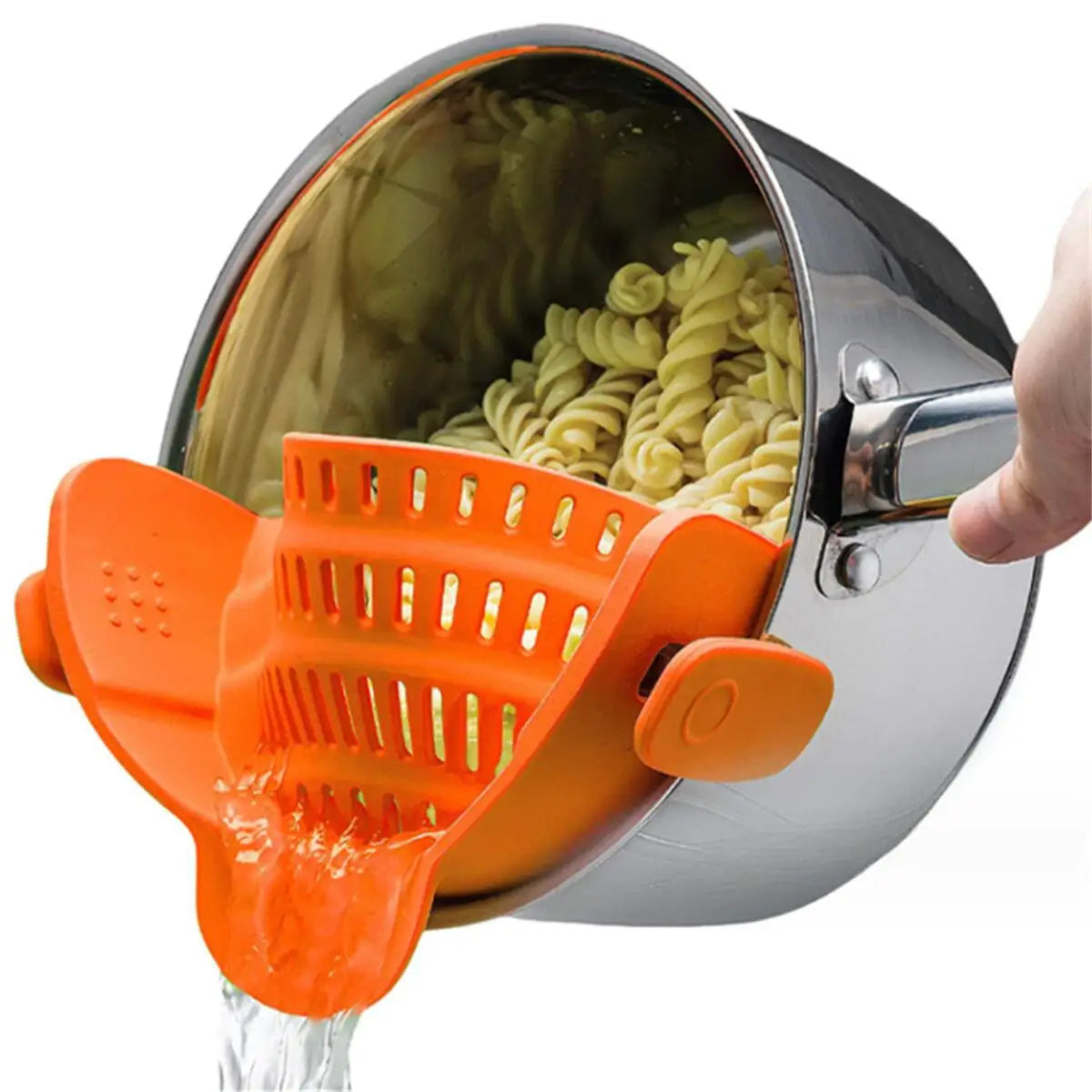 Adjustable Clip-On Silicone Pot Strainer – Fits Pans, Pots & Bowls