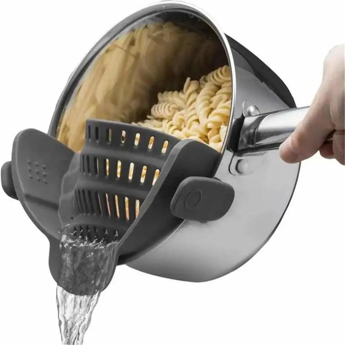 Adjustable Clip-On Silicone Pot Strainer – Fits Pans, Pots & Bowls