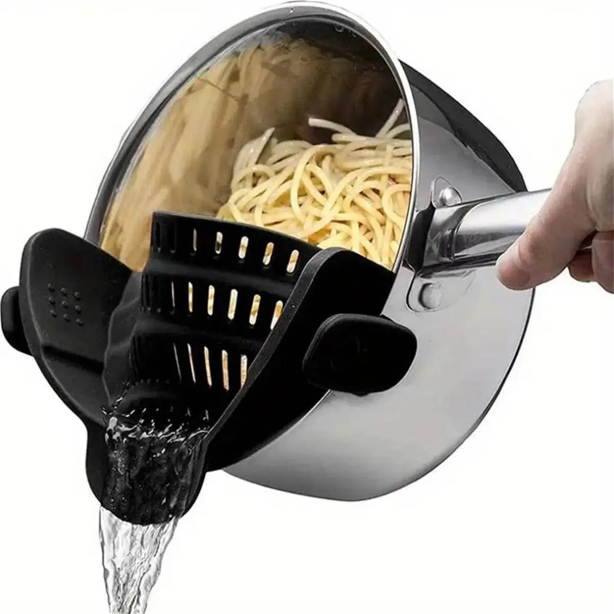 Adjustable Clip-On Silicone Pot Strainer – Fits Pans, Pots & Bowls