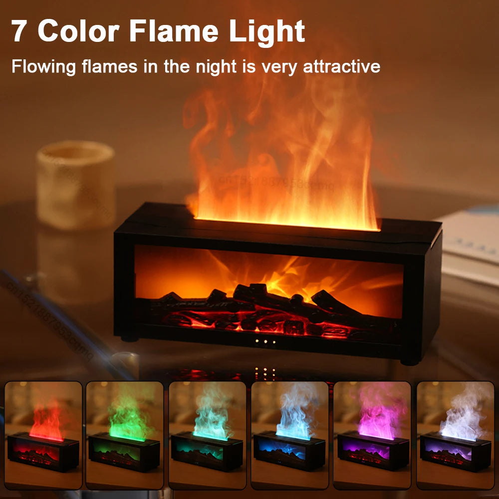 Flame Essential Oil Diffuser & Air Humidifier – Aromatherapy with Night Light