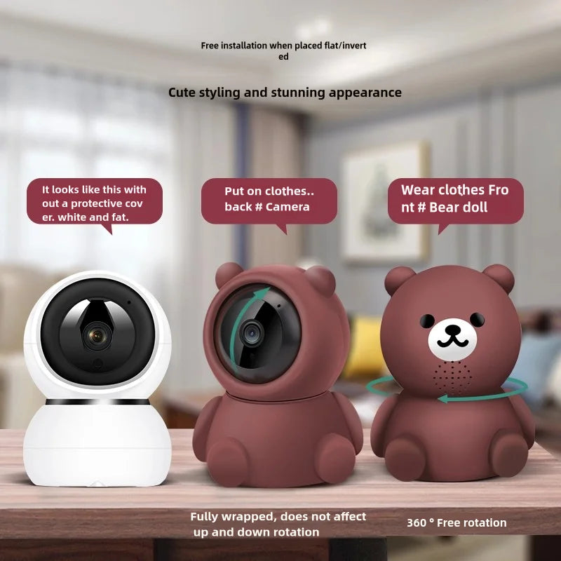5MP Baby Security Camera WiFi IP, Bear CCTV Surveillance.