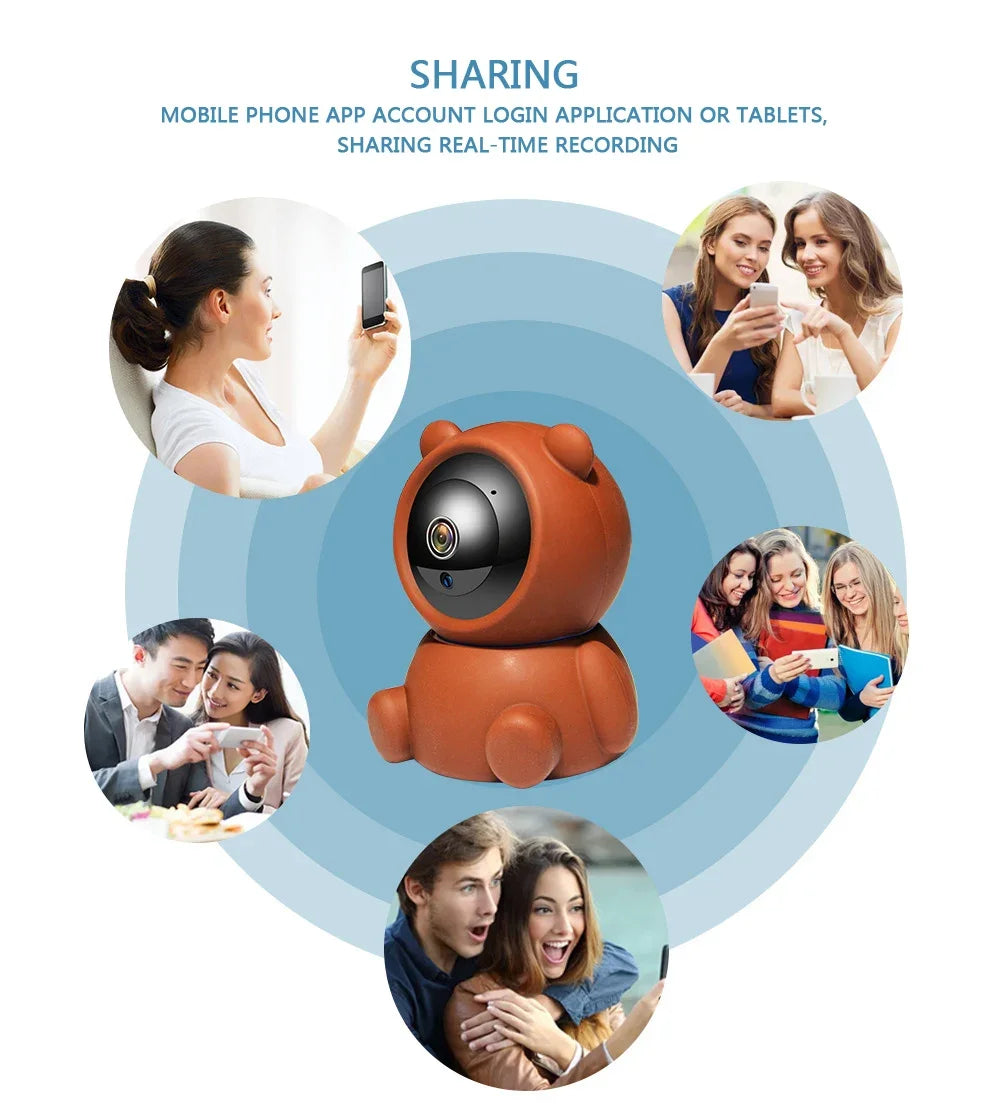 5MP Baby Security Camera WiFi IP, Bear CCTV Surveillance.