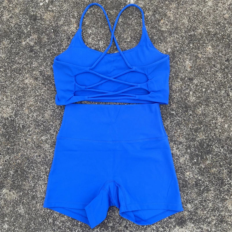 2 Piece Yoga Shorts Set Gym Sports Set Women fitness.