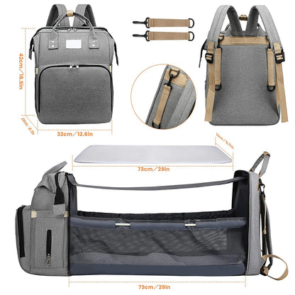 3‑in‑1 Mummy Bag with Foldable Baby Bed