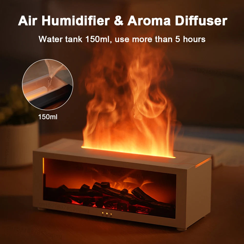 Flame Essential Oil Diffuser & Air Humidifier – Aromatherapy with Night Light