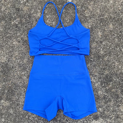2 Piece Yoga Shorts Set Gym Sports Set Women fitness.