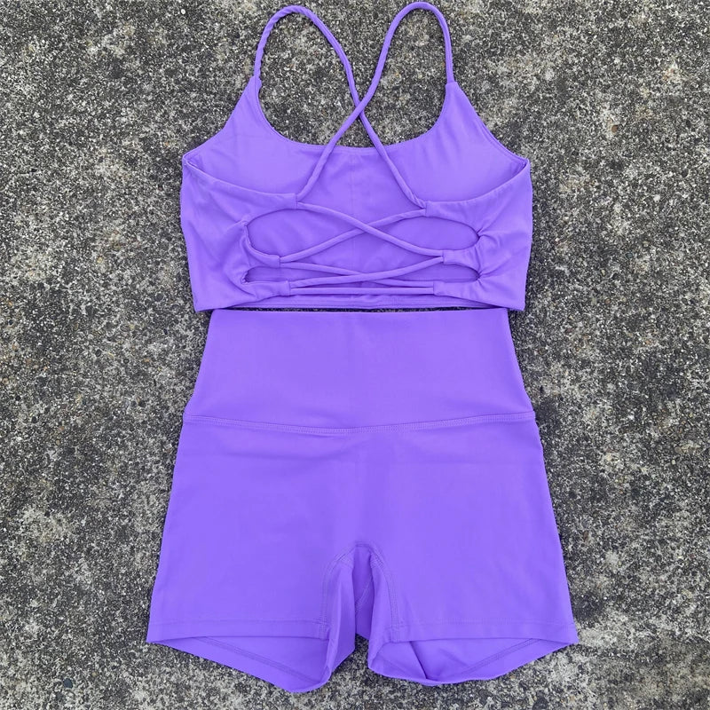 2 Piece Yoga Shorts Set Gym Sports Set Women fitness.